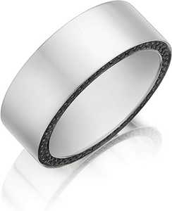This Henri Daussi white gold men's band features a high shine finis...