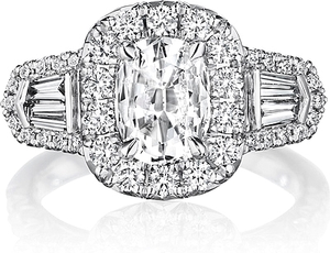 Henri Daussi Baguette Diamond Engagement Ring