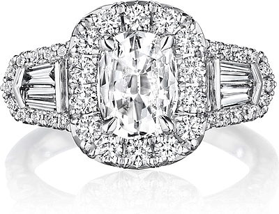 Henri Daussi Baguette Diamond Engagement Ring