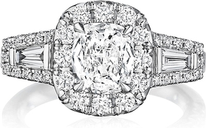 This diamond engagement ring setting from Henri Daussi features bag...