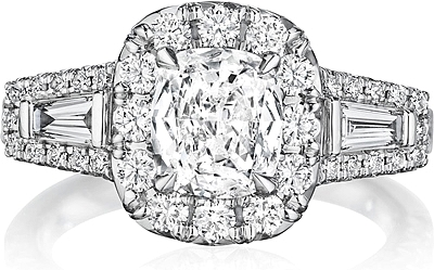 Henri Daussi Baguette Diamond Engagement Ring