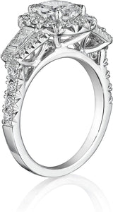 Henri Daussi Baguette Diamond Engagement Ring