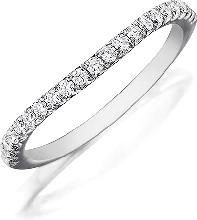 This Henri Daussi contoured band features pave set round brilliant ...