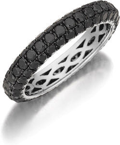Henri Daussi Domed 3-Row Black Diamond Pave Band