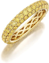Henri Daussi Domed 3-Row Fancy Yellow Diamond Pave Band