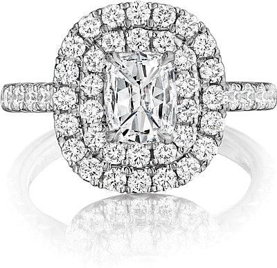 AQ Henri Daussi Double Halo Diamond Engagement Ring H.L