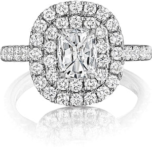 This diamond engagement ring setting by Henri Daussi features two r...