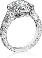 Henri Daussi Engraved Halo Diamond Engagement Ring