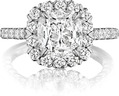 Henri Daussi Halo Diamond Engagement Ring