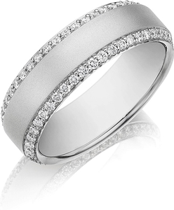 This diamond band features a matte finish with two rows of pave set...