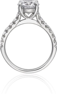 This diamond engagement ring by Henri Daussi features pave set roun...