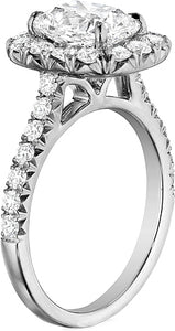 Henri Daussi Pave Diamond Halo Engagement Ring