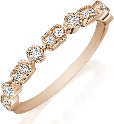 This Henri Daussi band features round brilliant bead and bezel set ...