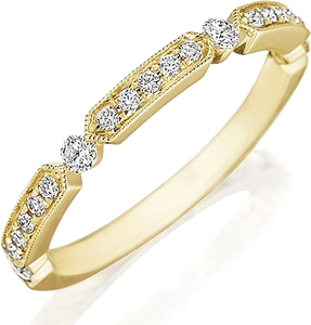 This Henri Daussi yellow gold band features round brilliant bead se...