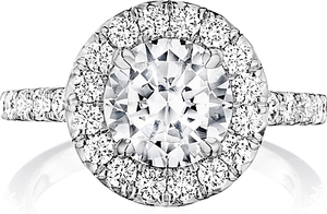 Henri Daussi Pave Halo Diamond Engagement Ring