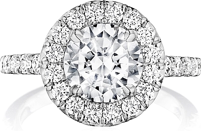 Henri Daussi Pave Halo Diamond Engagement Ring