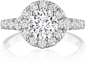 This diamond engagement ring features pave set round brilliant cut ...