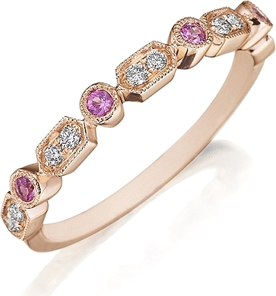 This Henri Daussi band features round brilliant bead and bezel set ...