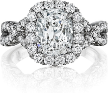 Henri Daussi Pave Twist Diamond Halo Engagement Ring