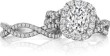 Henri Daussi Pave Twist Diamond Halo Engagement Ring