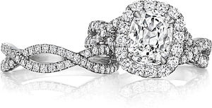 Henri Daussi Pave Twist Diamond Halo Engagement Ring