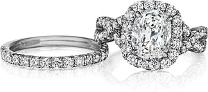Henri Daussi Pave Twist Diamond Halo Engagement Ring