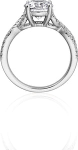 Henri Daussi Pave Twist Shank Diamond Engagement Ring