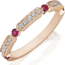This Henri Daussi rose gold band features round brilliant bead set ...
