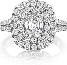 Henri Daussi Split Shank Double Halo Diamond Engagement Ring