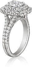 Henri Daussi Split Shank Double Halo Diamond Engagement Ring