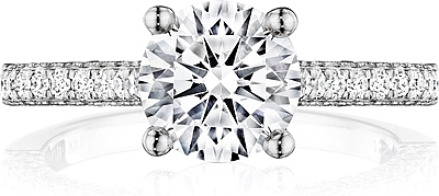 Henri Daussi Three Sided Pave Diamond Engagement Ring