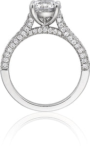 Henri Daussi Three Sided Pave Diamond Engagement Ring
