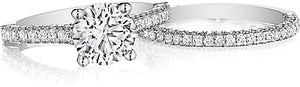 Henri Daussi Three Sided Pave Diamond Engagement Ring