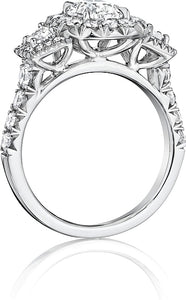 This diamond engagement ring setting by Henri Daussi features 2 tra...