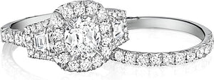 Henri Daussi Three Stone Diamond Engagement Ring