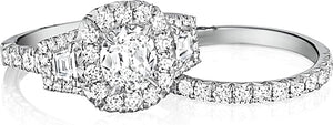 This diamond engagement ring setting by Henri Daussi features 2 tra...