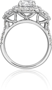 Henri Daussi Three Stone Diamond Engagement Ring