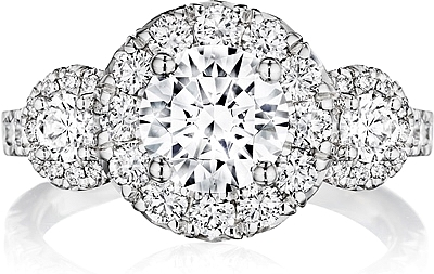 Henri Daussi Three Stone Diamond Engagement Ring