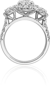 Henri Daussi Three Stone Diamond Engagement Ring