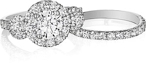 Henri Daussi Three Stone Diamond Engagement Ring