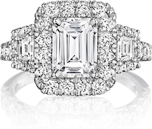 Henri Daussi Three Stone Diamond Engagement Ring