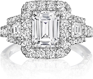 Henri Daussi Three Stone Diamond Engagement Ring