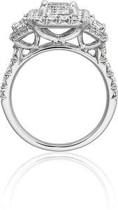 Henri Daussi Three Stone Diamond Engagement Ring