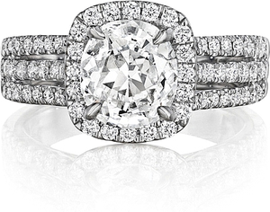 Henri Daussi Triple Row Diamond Engagement Ring