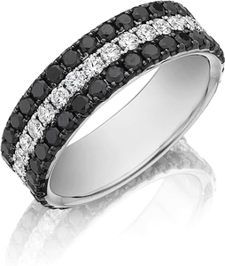 Henri Daussi Triple Row Diamond Wedding Band- 7mm