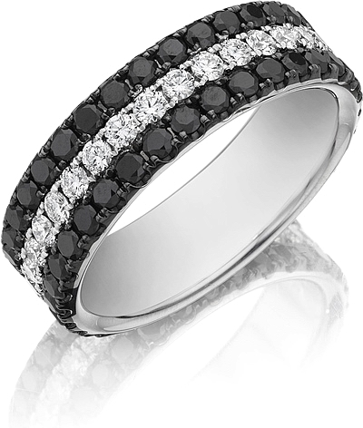 Henri Daussi Triple Row Diamond Wedding Band- 7mm