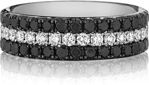 Henri Daussi Triple Row Diamond Wedding Band- 7mm