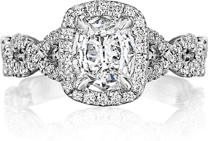 Henri Daussi Twist Shank Diamond Engagement Ring