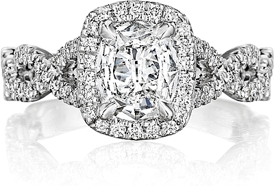 Henri Daussi Twist Shank Diamond Engagement Ring