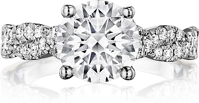 Henri Daussi Twist Shank Diamond Engagement Ring